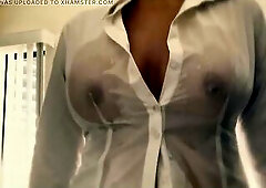 Wifey teases her viewers with a fleshly juicy shirt braless clip where her flawless astonishing breasts are seen in this hot white shirt. How pretty d