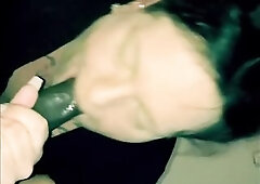 Sucking LARGE ebony ramrod