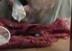Used condom swallowed by slave
