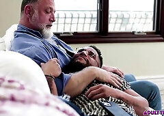 Masculine Tattoed And Muscular Man Dominated By Two Men