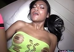 Ladyboy dressed like a gorgeous slut gets a bareback cock