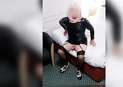 Lascivious clothed hawt tv whore in hotel awaiting for schlong. Bawdy sissy cumdump