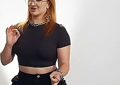 Big ass curvy redhead MILF flaunts massive boobs and masturbates