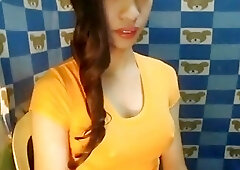 Cute shemale with a monster cock enjoys naughty self sucking