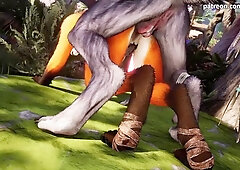 Ebony Werewolf screws and creampie cute Fur Foxy, hawt snatch lick- Wild Sin