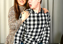 Stepmum Zena catches her stepson jerking off & she joins