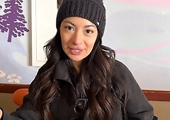 Amateur cam girl Cami Strella gets a hefty facial from her ski instructor Lev Lieben in this wild vlog