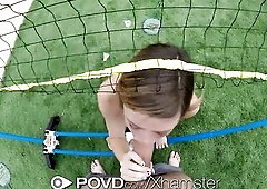 POVD BADMINTON gets pumped up cunt soaked - POV BANG