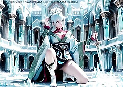 From the grand ice crystal hall to a dreamy crystal forest, 2 girls in red and green gowns unfold a visual feast of gazes and magic. The silver-haired