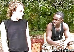 Interracial gay sex on the table