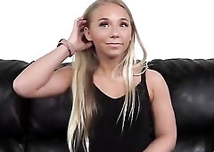 Tanned golden-haired knob teaser went to a porn clip casting and got her taut butt gap banged