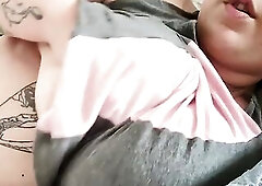 playing with my breasts underneath my shirt and giving u milk