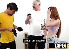 Time Warping Old Guy Nails a Cute Redhead Teen Fast and Hard