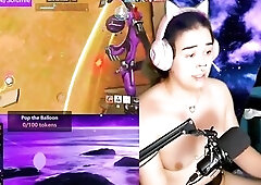 Thonged In & Vibed – Overwatch Kitten transsexual groaning whilst audience gives her fun after game