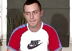 Solo British man plays with his penis