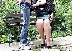 Stepmom made me cum on her clothing in the park
