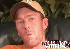 Mature amateur gay strips after an interview and jerks off