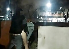 cutie flashing bare in the street banging in public voyeurs and caught by the police