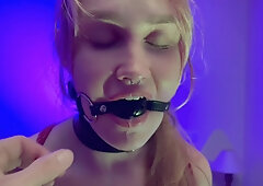 Drooling Ballgaged Girl In Suspension Shibari Bondage