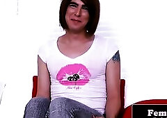 Firsttime transitioning femboy jerking dick