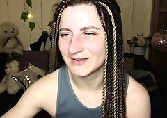 Cute amateur brunette naughty in solo jerking show on camera