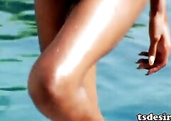 Black Transsexual Tameka Strokes Her Large Rod