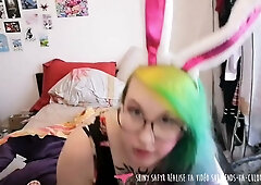 Voluptuous girl in bunny ears teases with her big ass in solo JOI session