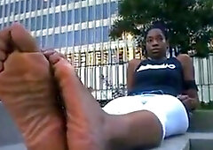 Black Caribbean Shows Off Her Big Feet