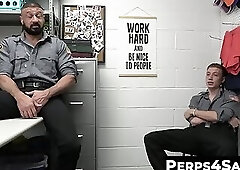 Twink gay Cole Church pleasured by hunk officer Marco Napoli