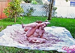 Who doesn't love cake? I love cake, and I know that Ashlynn INDEED likes cake! I smear a cupcake on her titties, and this babe smushes one right 