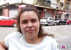Busty babe shows her tits to random guys in the street