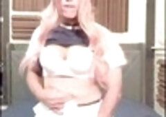 Ultra-cute pink-haired crossdresser shows off their jiggly bubble butt