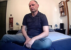 Kudoslong pulls down his denim and lingerie and wanks his unshaved cock until he is swell