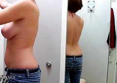 Amateur chick Ashley solo - Changing Room - Big natural tits
