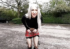 NN, just messing around with a supermarket trolley in the carpark, crossdressing enjoyment. X