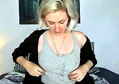 Busty amateur blonde solo