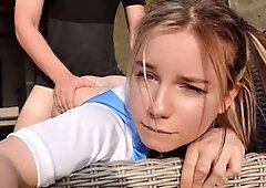 Slutty Russian girl Meskki gives a wild blowjob at the public pool