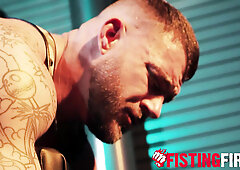 Bear muscle Drew Valentino destroys Tryp Bates unshaved hole