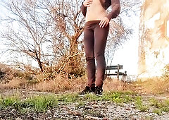 A stranger catches me masturbating in public and screws with me until we nearly get caught