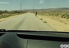 Tranny hitchhiker Khloe Kay fucks stranger after she sucked big hard cock