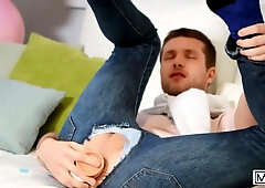 Benjamin Blue Gets Busted With A Dildo And Ends Up Riding Malik Delgatys Big Dick