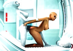Car Toon In A Sexy Horny Girl Gets Fucked By Alien Dickgirl In The Sci-fi Lab