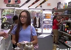 Hot Nurse Gives Blowjob in Shop