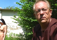 Mature lovers spill secrets outdoors — nun roleplay, raw anal, and cumshot endings