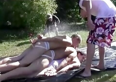 Hot straight dudes in naked wet gay college outdoor party games