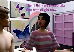 Guy gets fucked by his girlfriend's mom all over the house