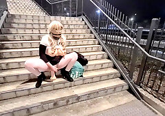 Sissy Riding A Dildo At The Train Station (re-uploaded)