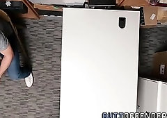 Shoplifter sucks muscled mall cops cock