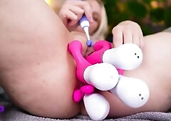 Eager stretching with holes stuffing! Love all the toys inside me!