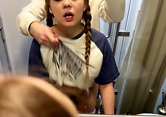 Train stranger fucking random chick in bathroom after chat